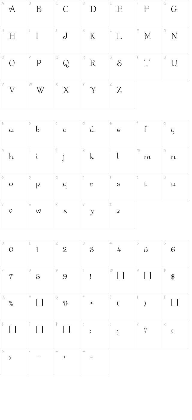fz-roman-16 character map