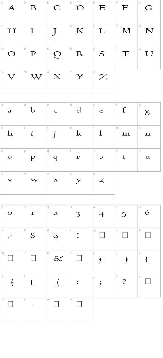 FZ ROMAN 17 EX character map