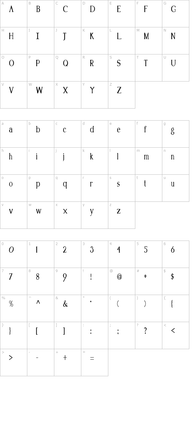 FZ ROMAN 18 COND character map