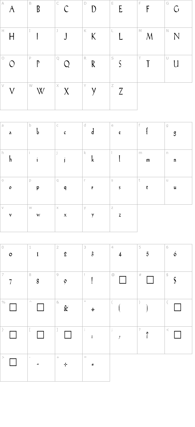 fz-roman-19-cond character map