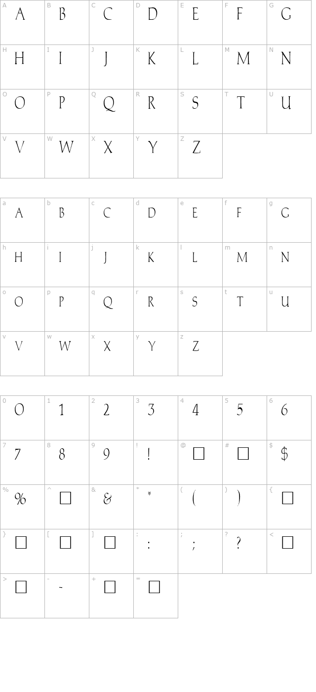 FZ ROMAN 2 COND character map