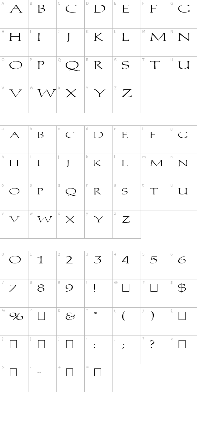 FZ ROMAN 2 EX character map