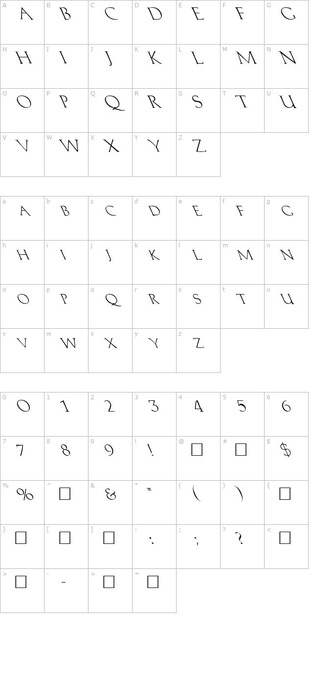 FZ ROMAN 2 LEFTY character map