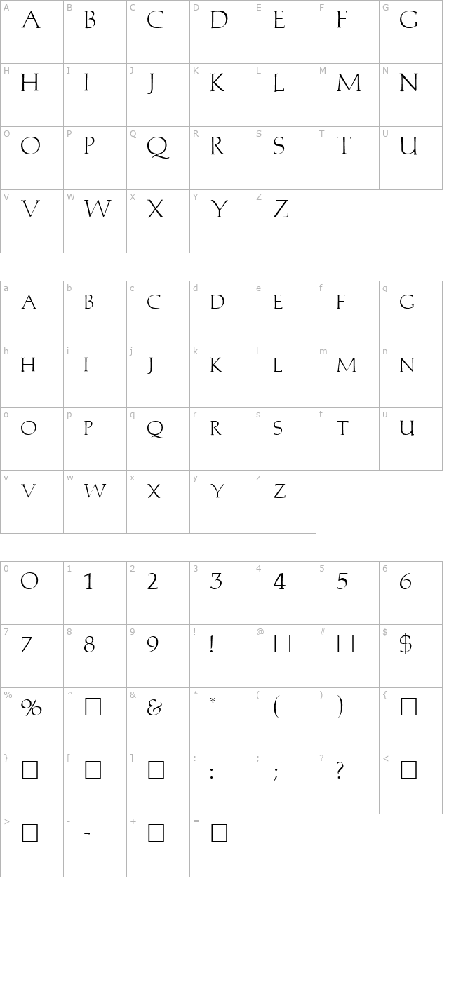 FZ ROMAN 2 character map