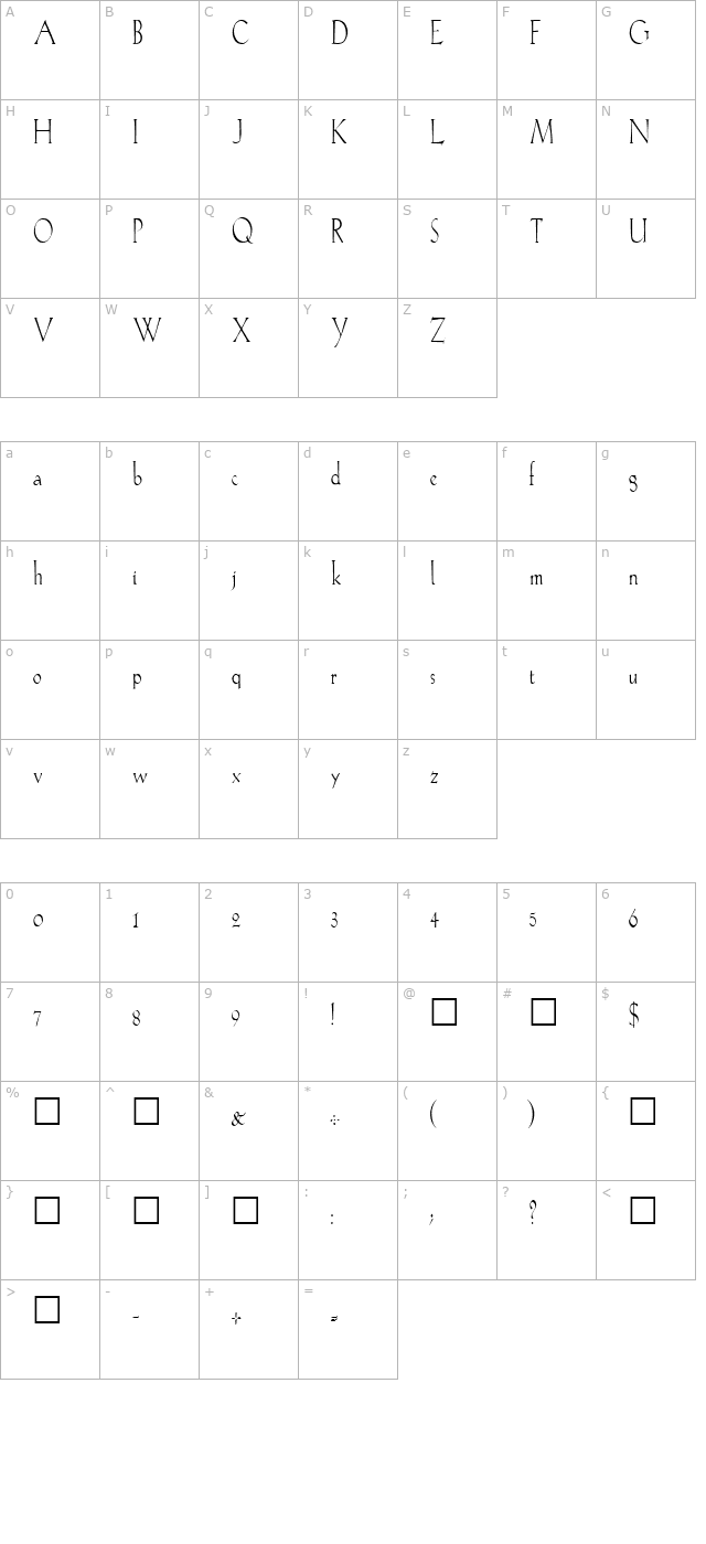 FZ ROMAN 20 COND character map