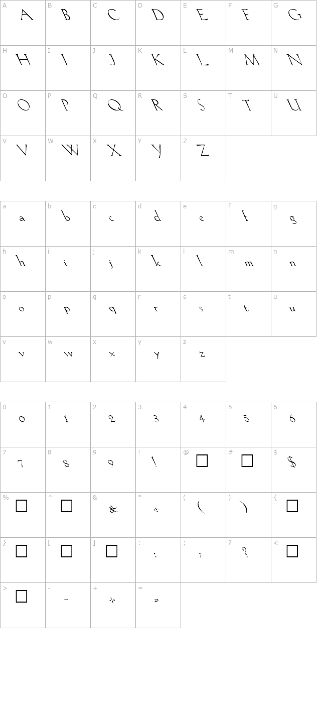 fz-roman-20-lefty character map