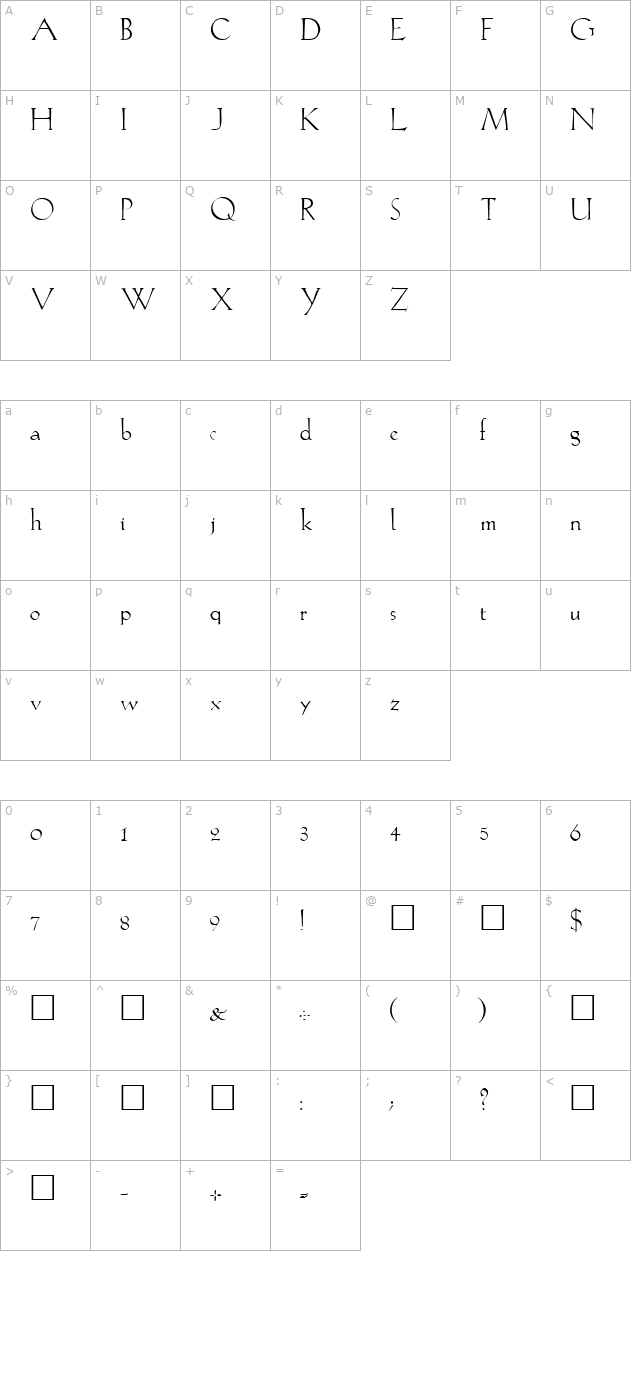 FZ ROMAN 20 character map