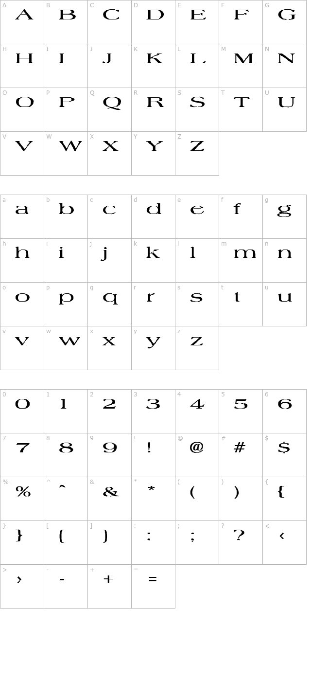 FZ ROMAN 22 EX character map