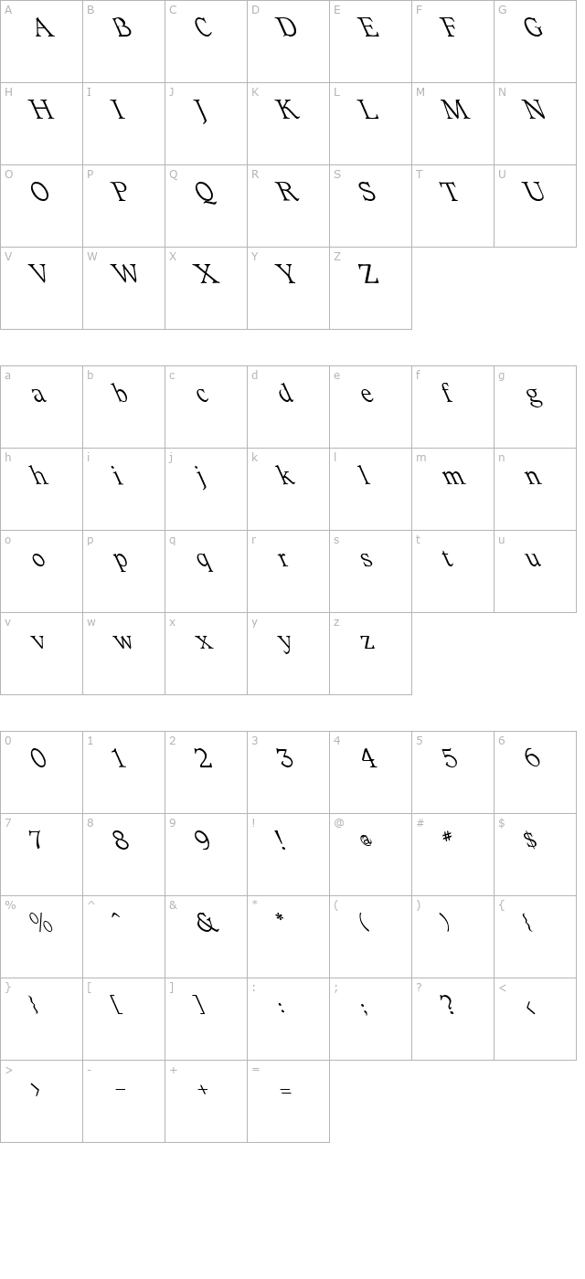 fz-roman-23-lefty character map