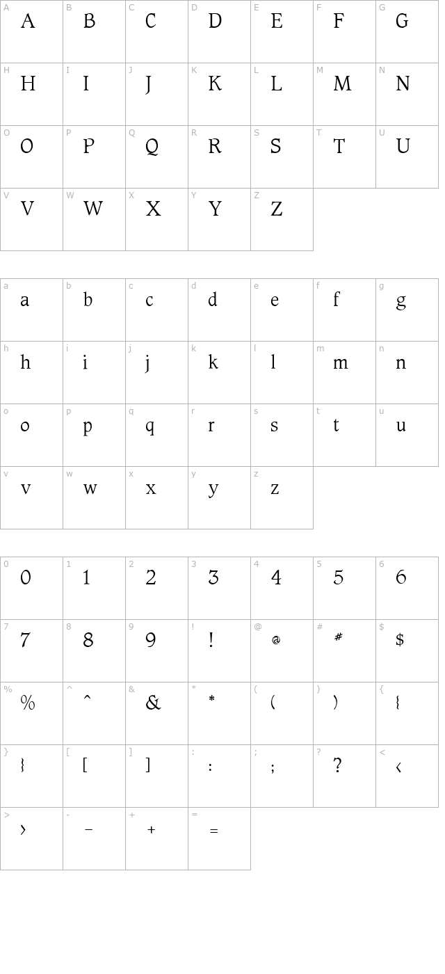 FZ ROMAN 23 character map