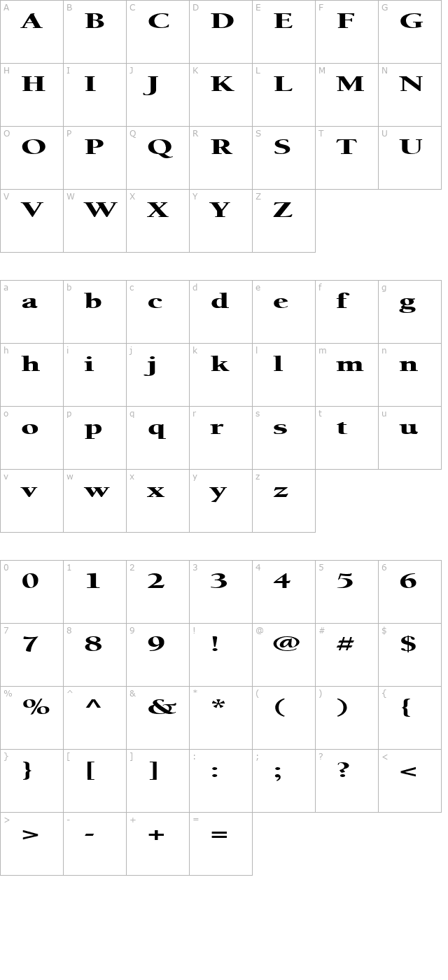 fz-roman-24-ex character map