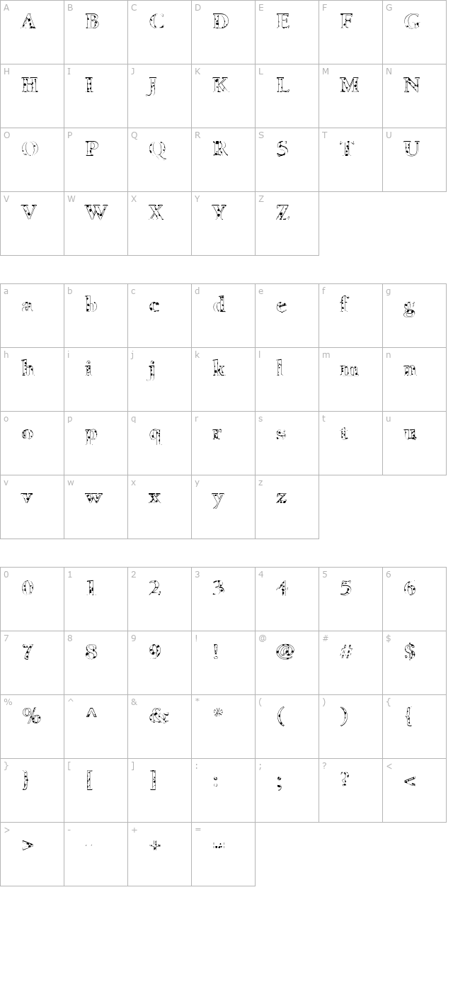 FZ ROMAN 24 SPOTTED character map