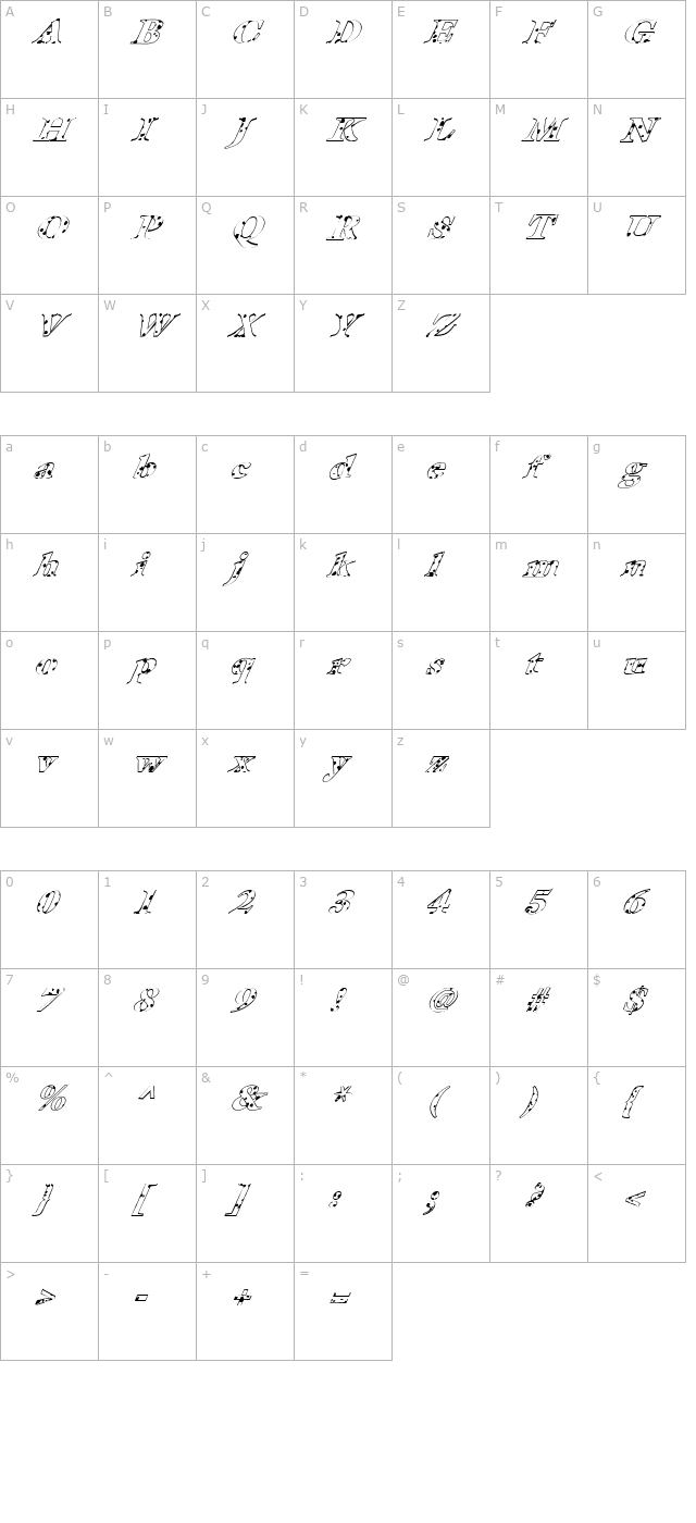 fz-roman-25-spotted-italic character map