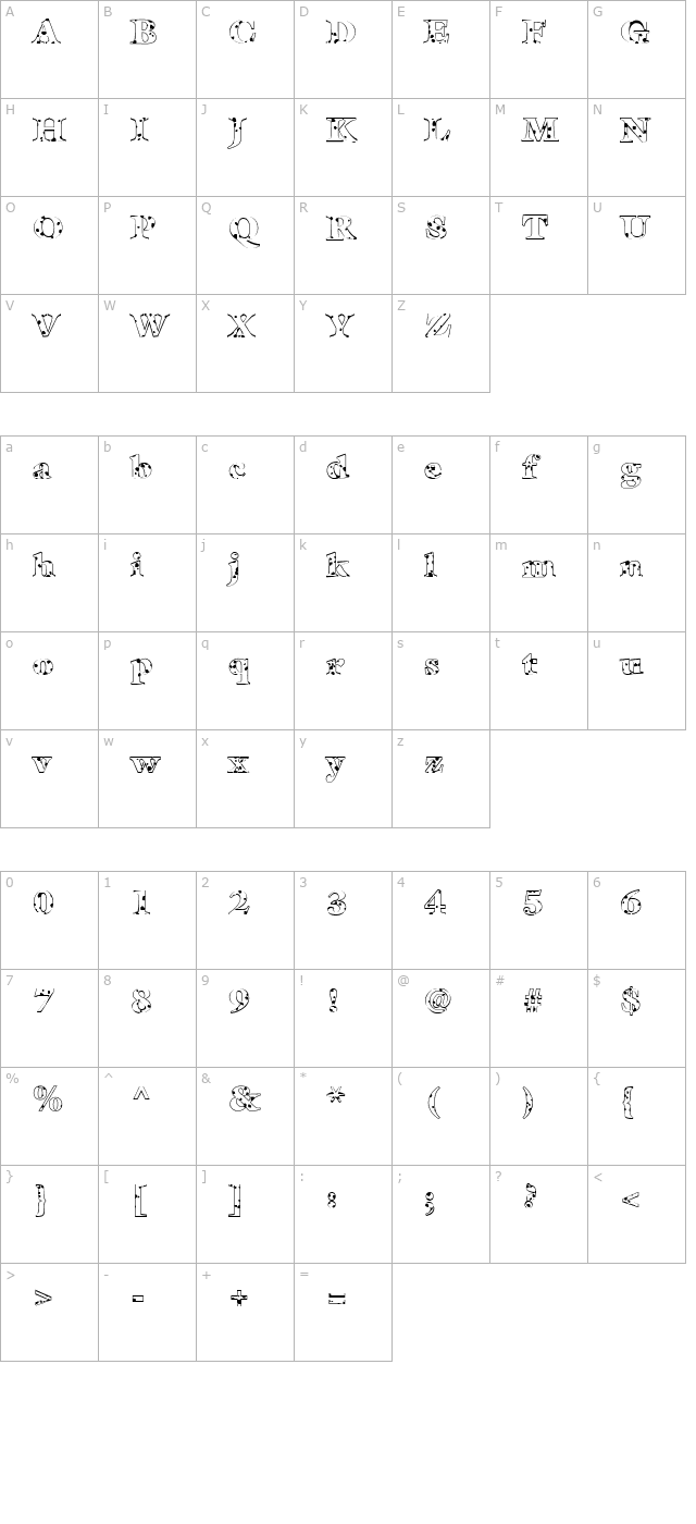 FZ ROMAN 25 SPOTTED character map