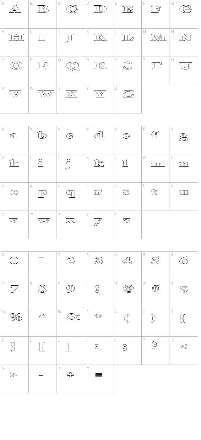 fz-roman-26-hollow-ex character map