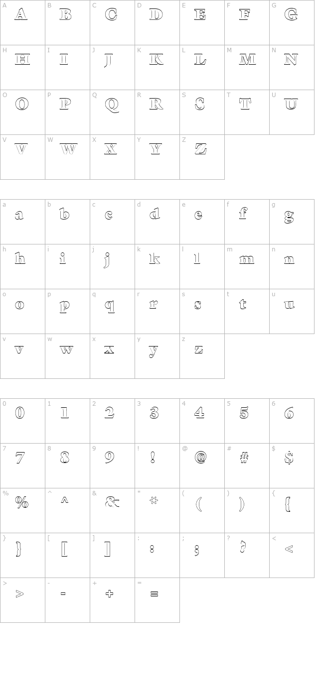 fz-roman-26-hollow character map