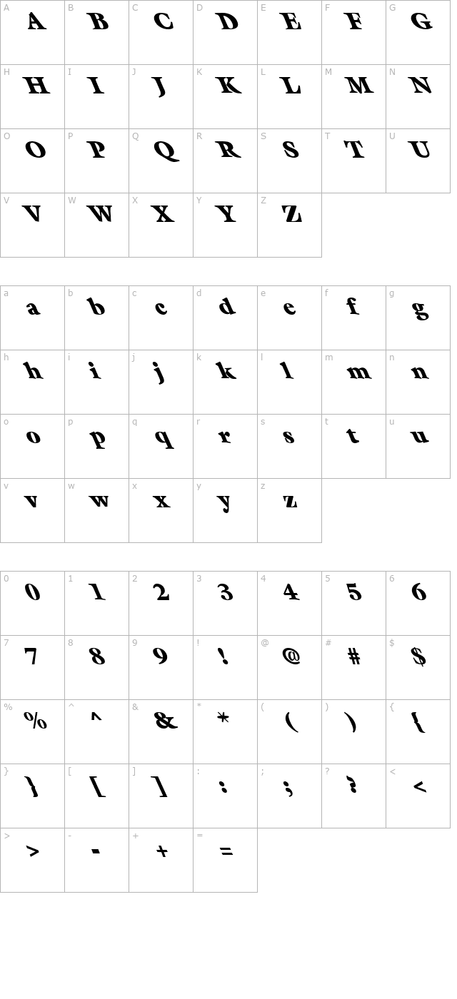 fz-roman-26-lefty character map