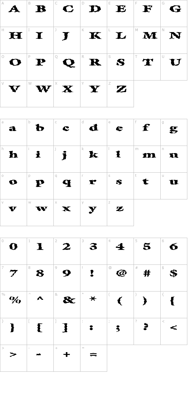 FZ ROMAN 26 WAVEY EX character map