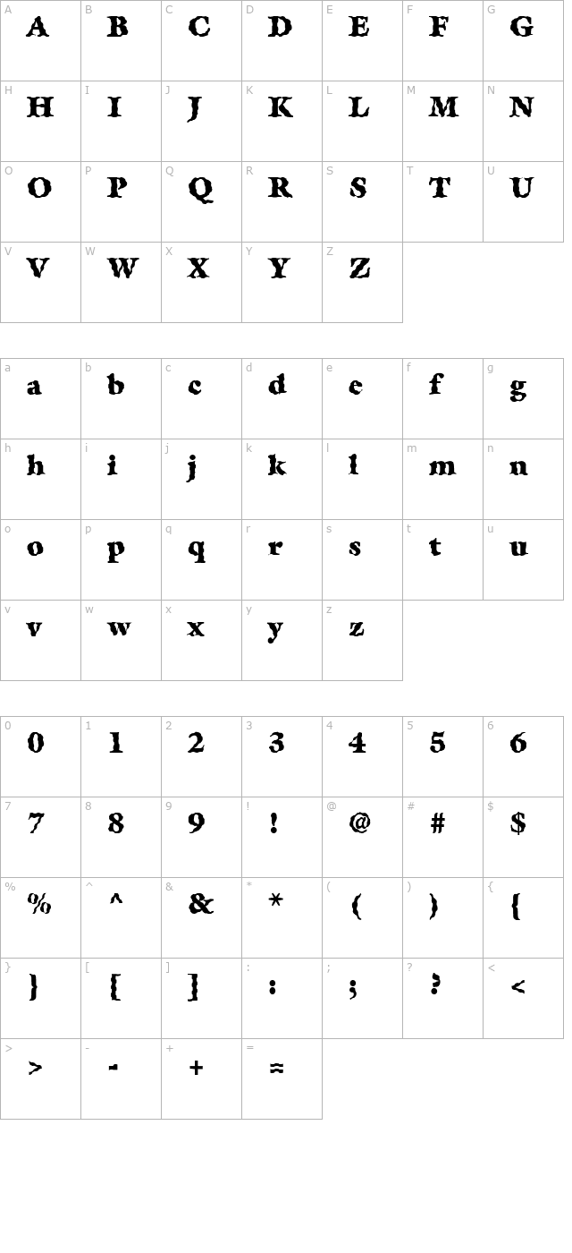 FZ ROMAN 26 WAVEY character map