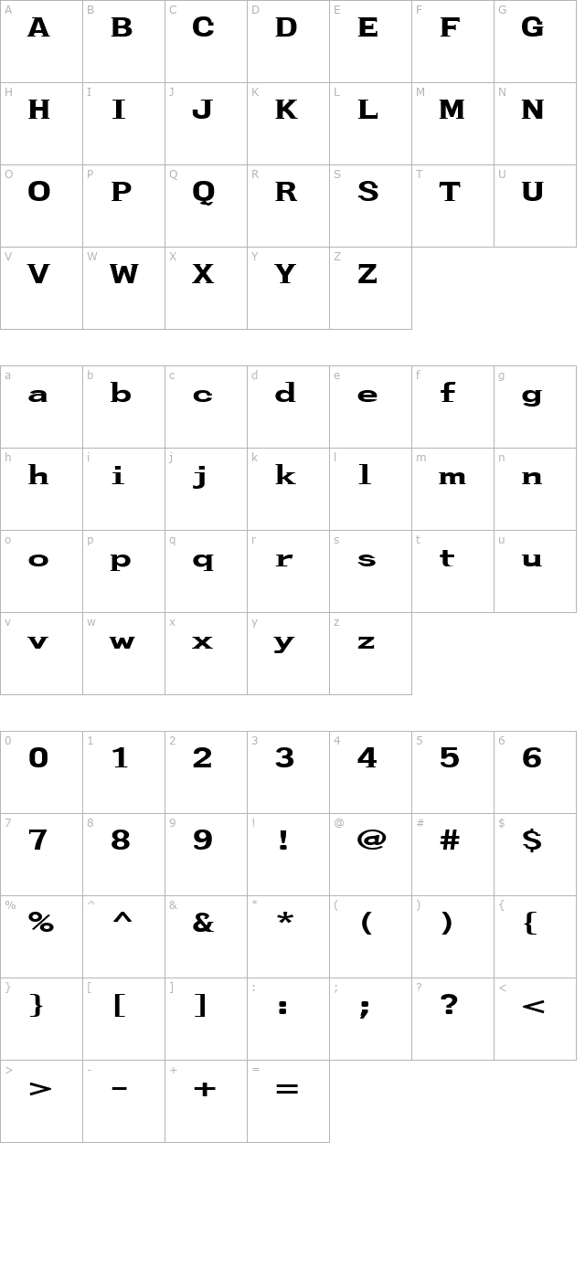 FZ ROMAN 27 EX character map