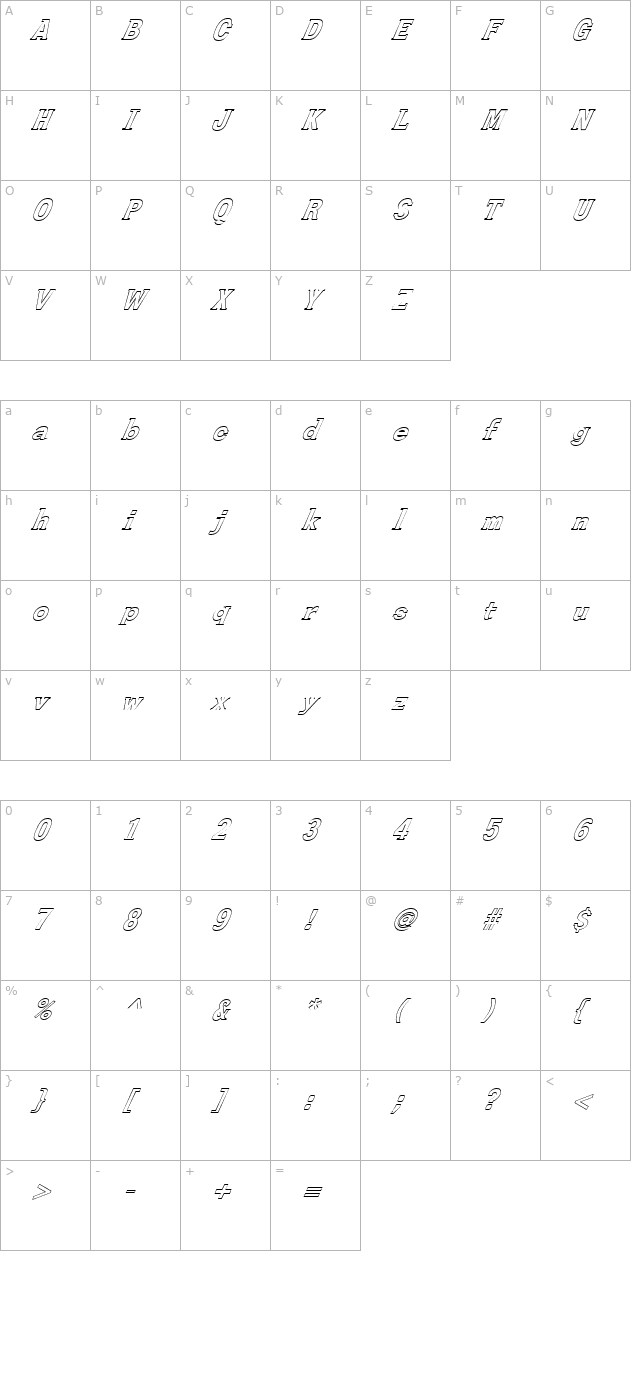 fz-roman-27-hollow-italic character map