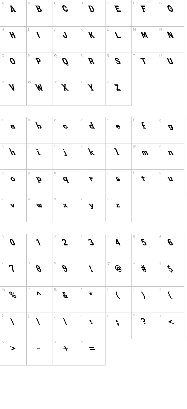 FZ ROMAN 27 LEFTY character map