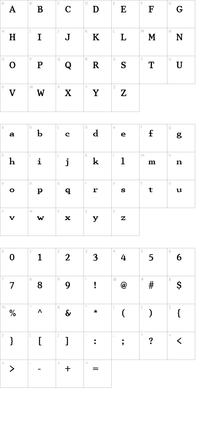 FZ ROMAN 29 character map