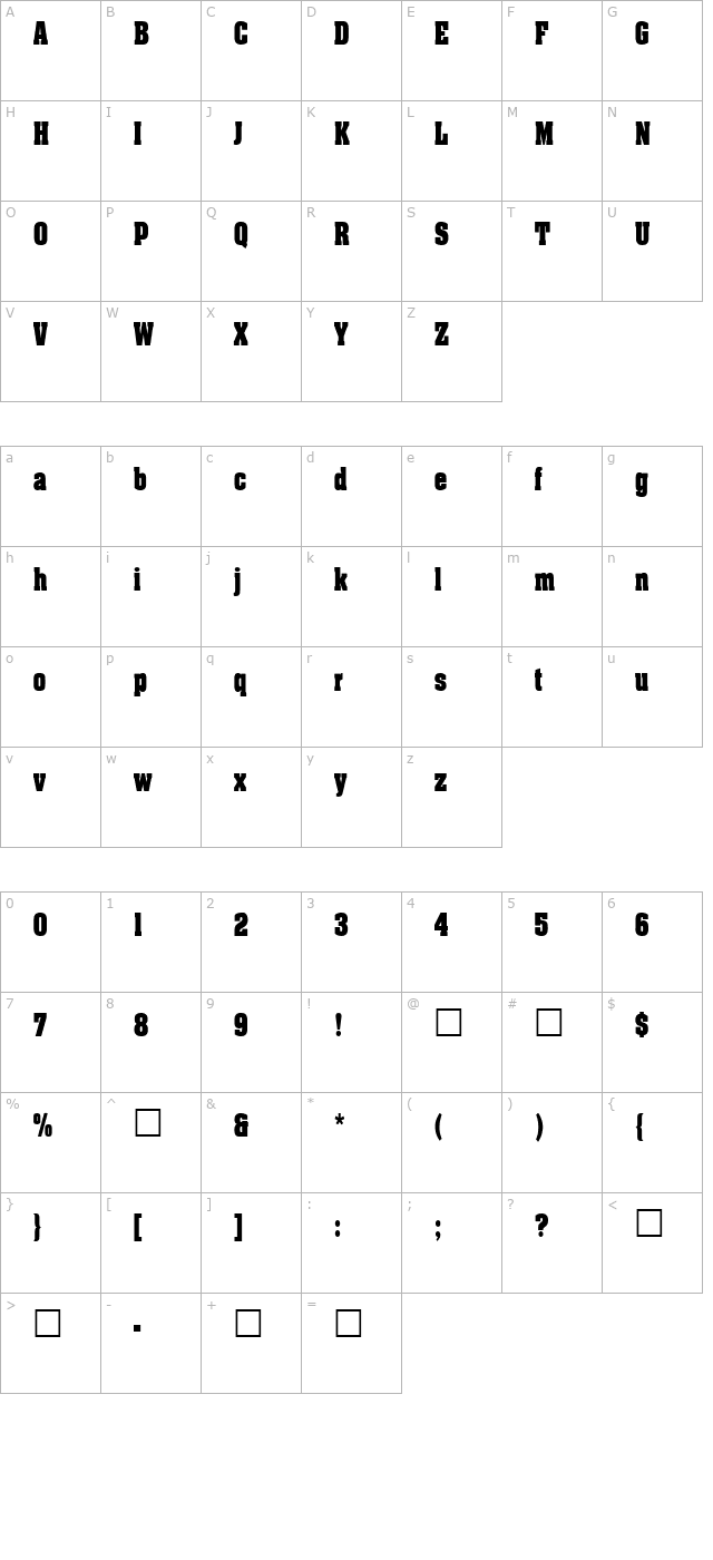 FZ ROMAN 3 COND character map