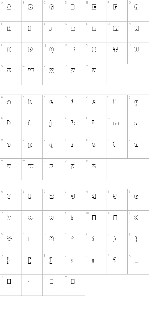 fz-roman-3-hollow character map