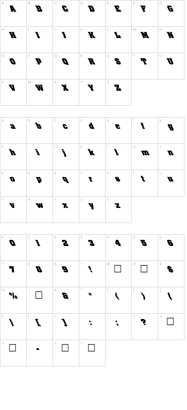 FZ ROMAN 3 LEFTY character map