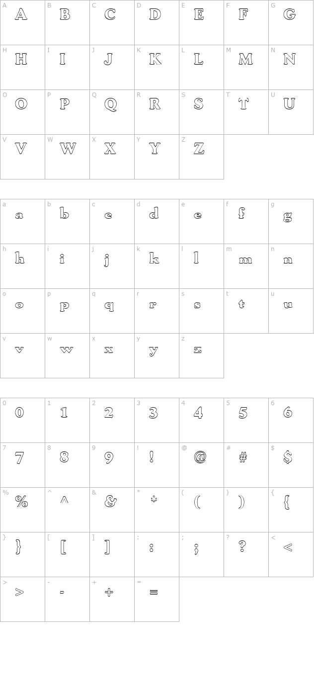 fz-roman-30-hollow character map