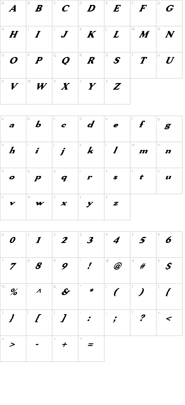 fz-roman-30-italic character map