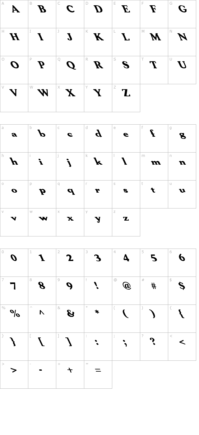 fz-roman-30-lefty character map