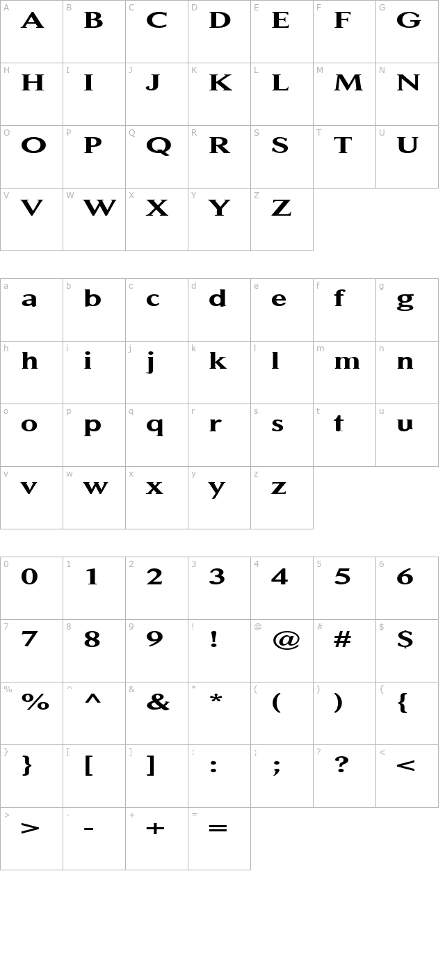 fz-roman-31-ex character map