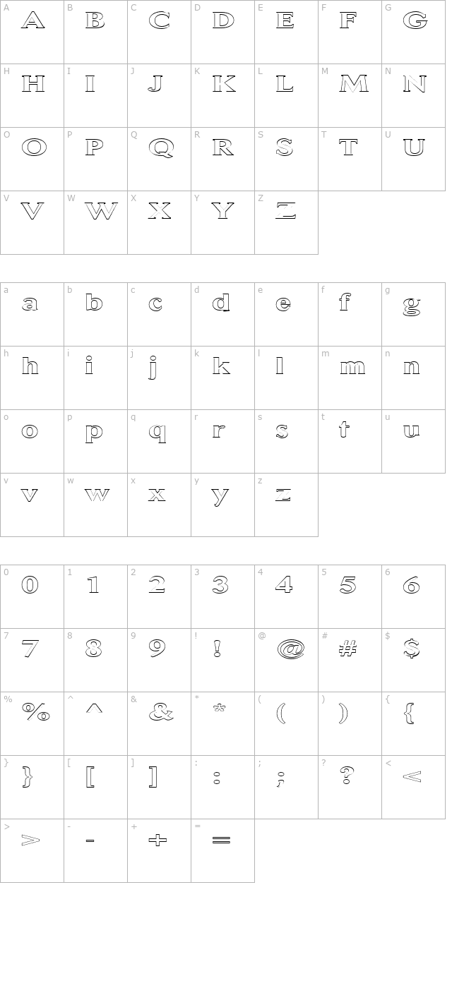 FZ ROMAN 31 HOLLOW EX character map