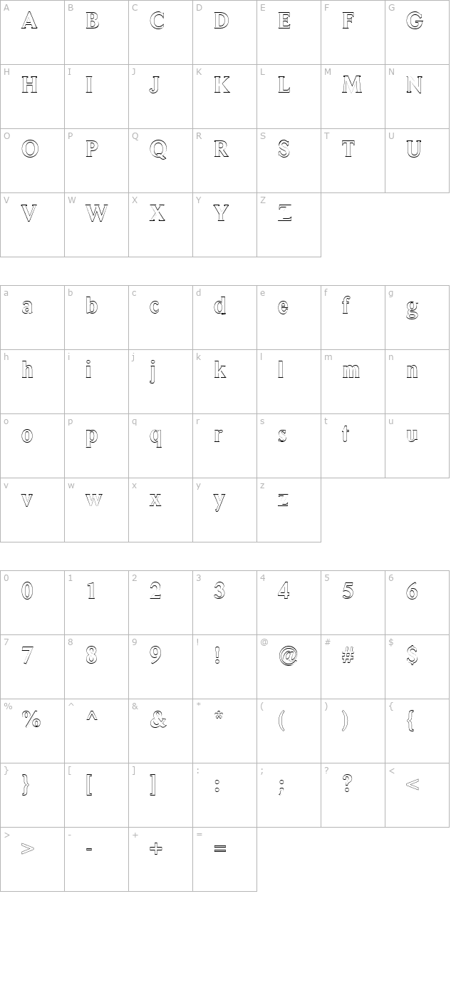 fz-roman-31-hollow character map