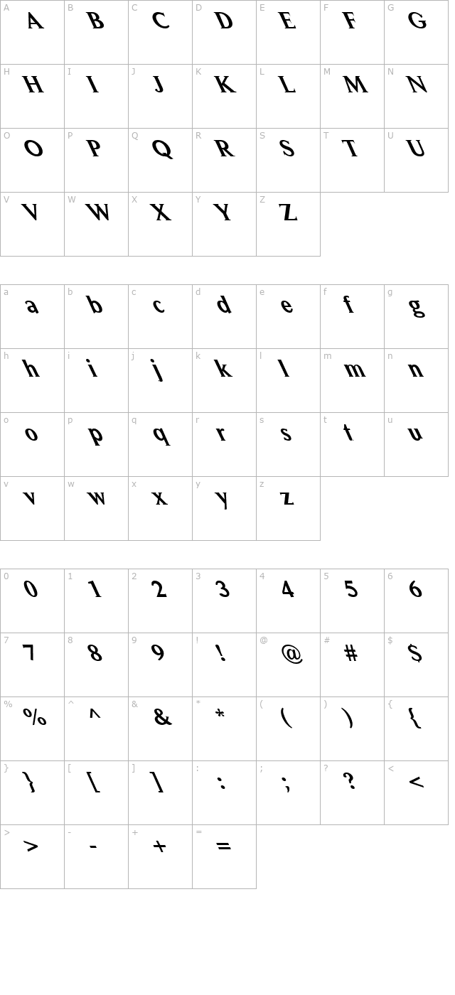 FZ ROMAN 31 LEFTY character map