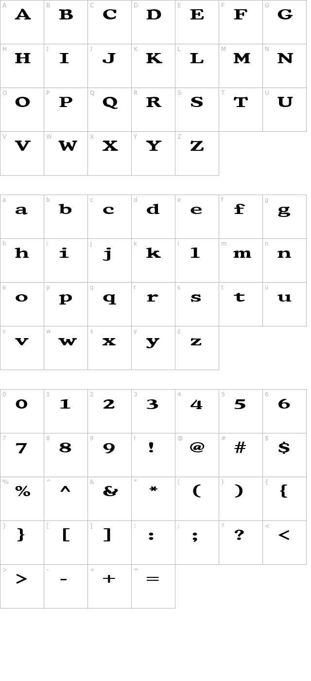 FZ ROMAN 32 EX character map