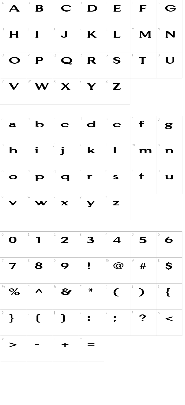 FZ ROMAN 33 EX character map