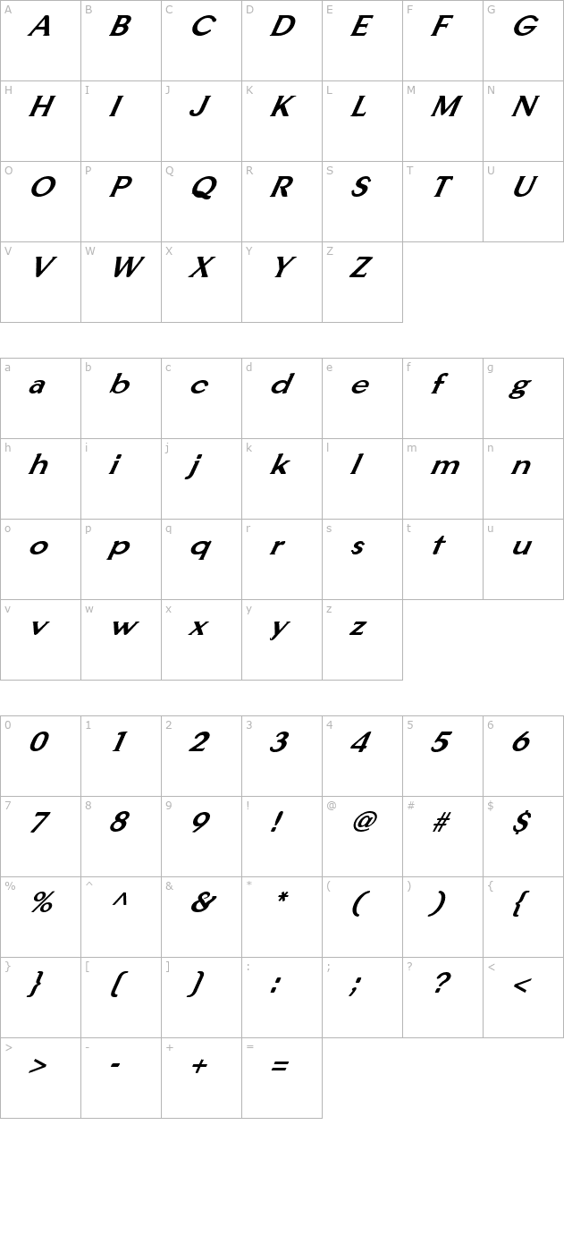 fz-roman-33-italic character map