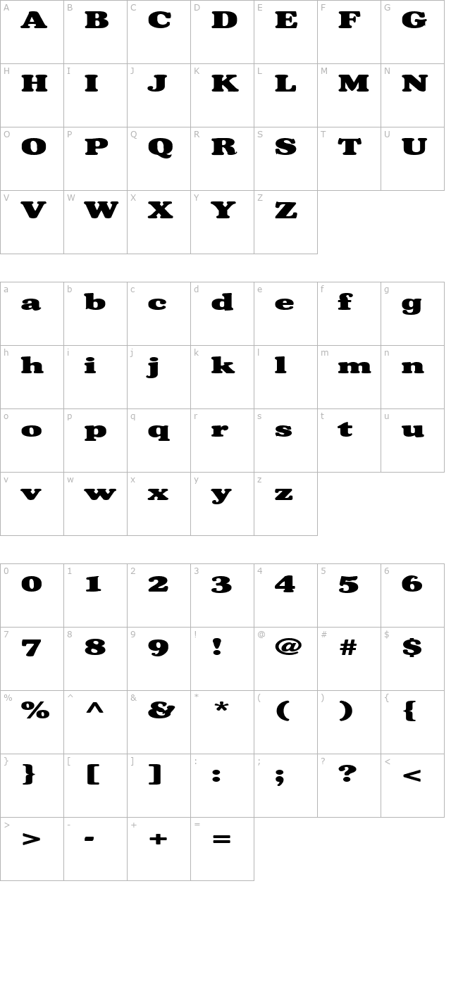 fz-roman-35-ex character map