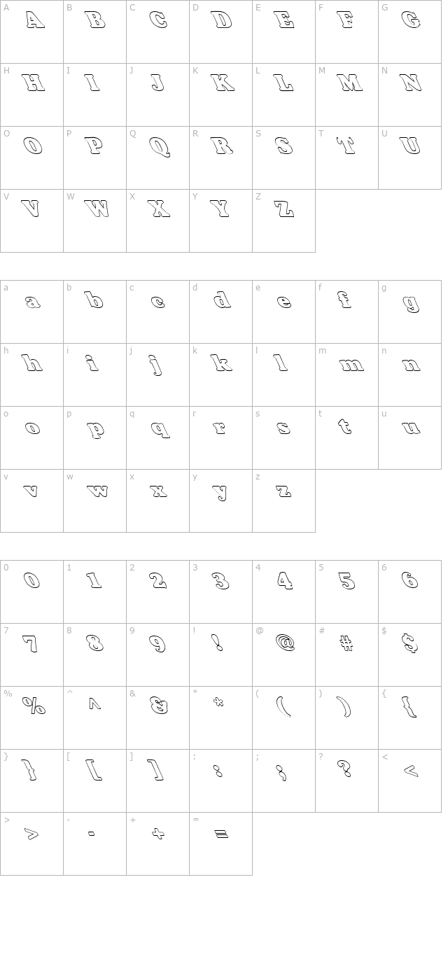 FZ ROMAN 35 HOLLOW LEFTY character map