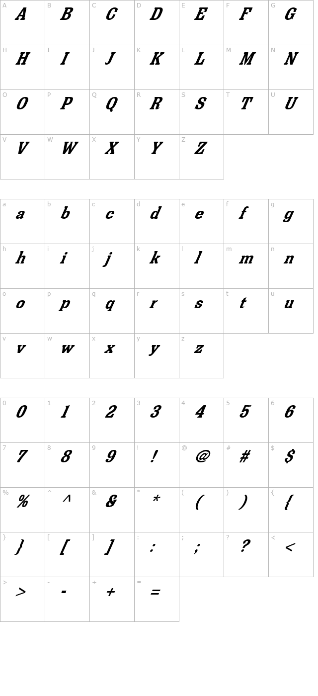 fz-roman-36-italic character map