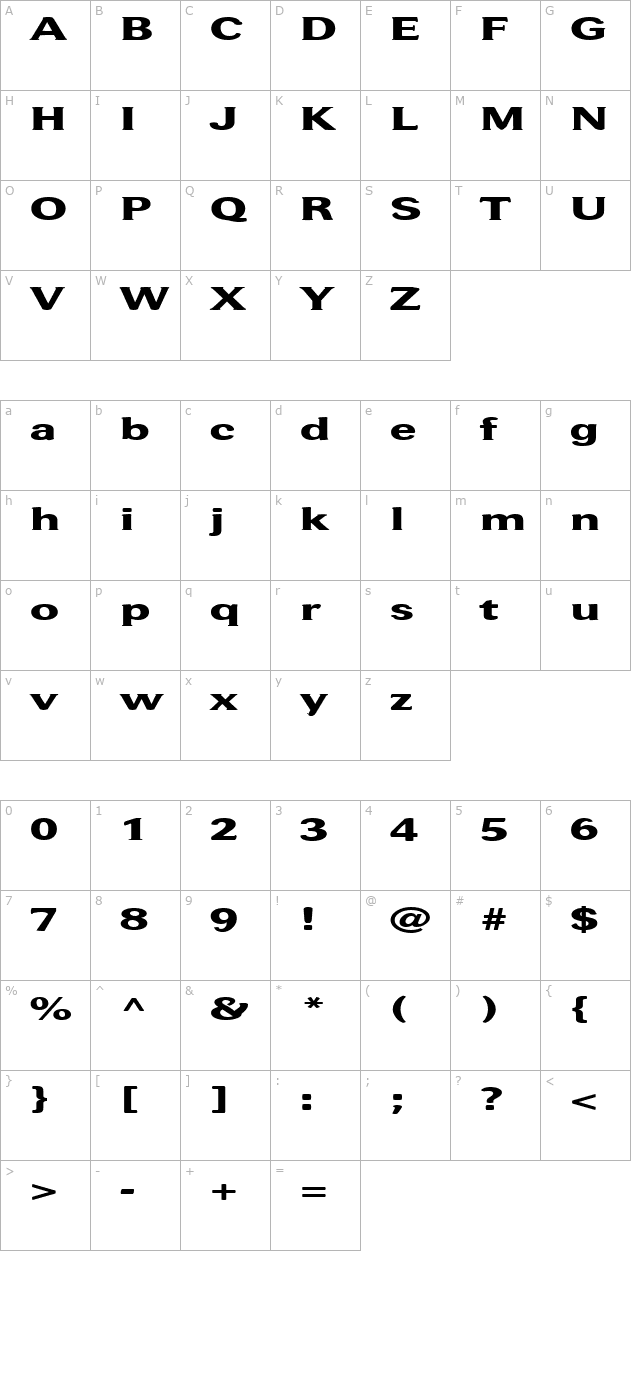 FZ ROMAN 37 EX character map