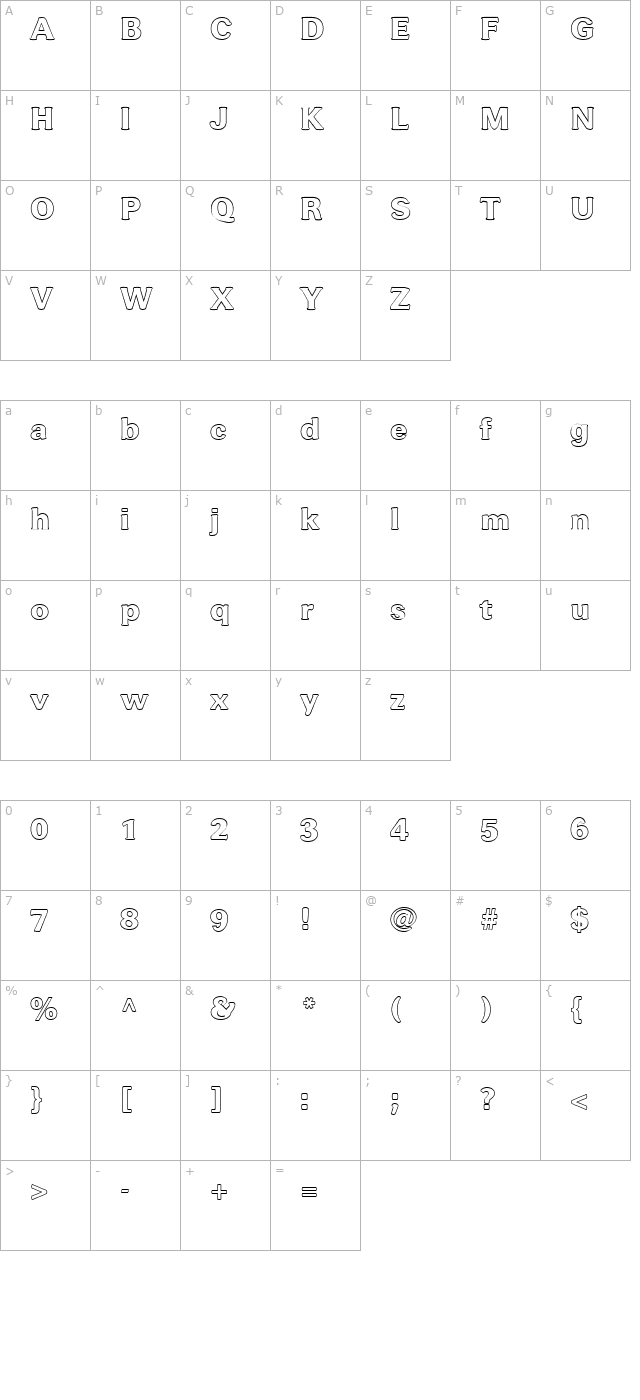 fz-roman-37-hollow character map