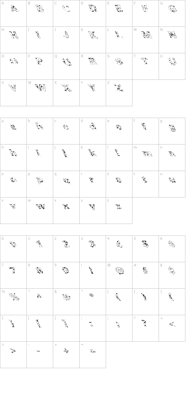 FZ ROMAN 37 SPOTTED LEFTY character map