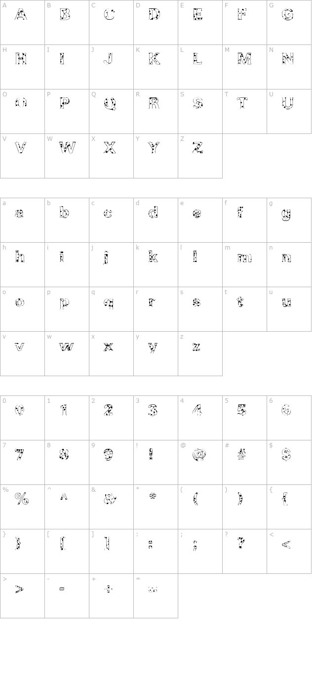 FZ ROMAN 37 SPOTTED character map