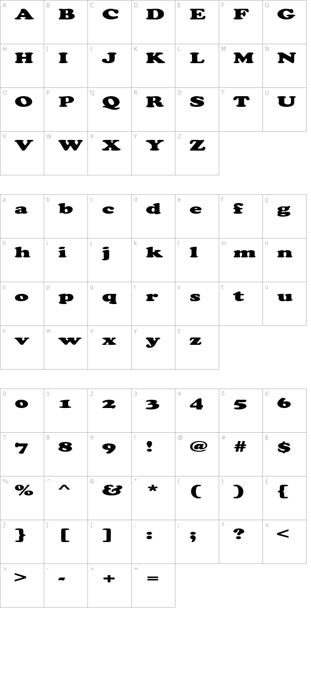 fz-roman-4-ex character map