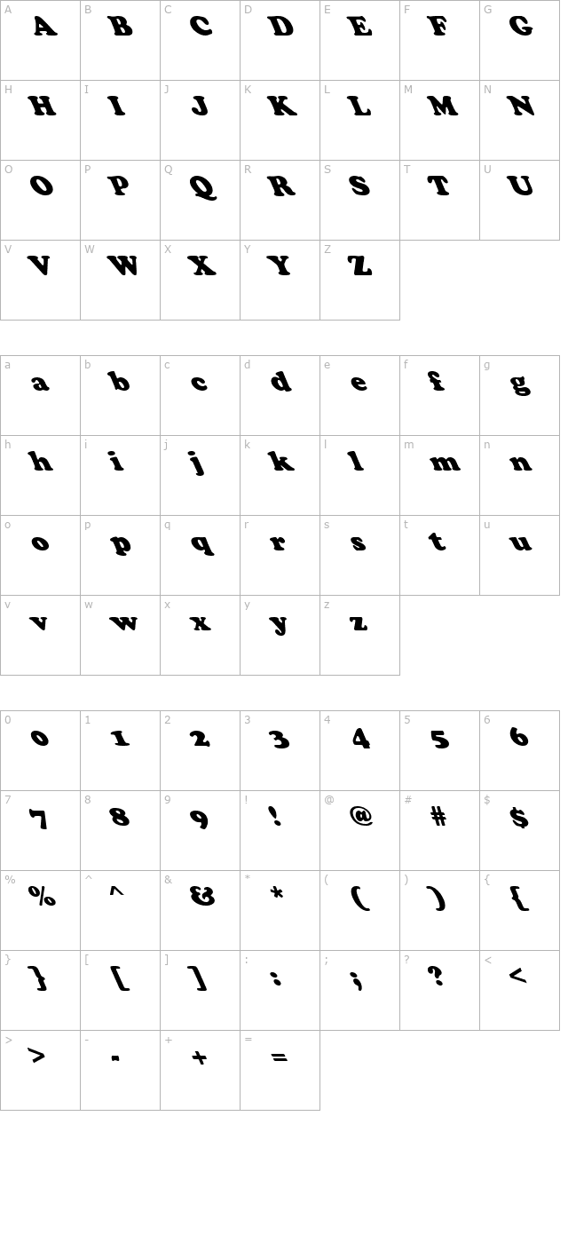 FZ ROMAN 4 LEFTY character map