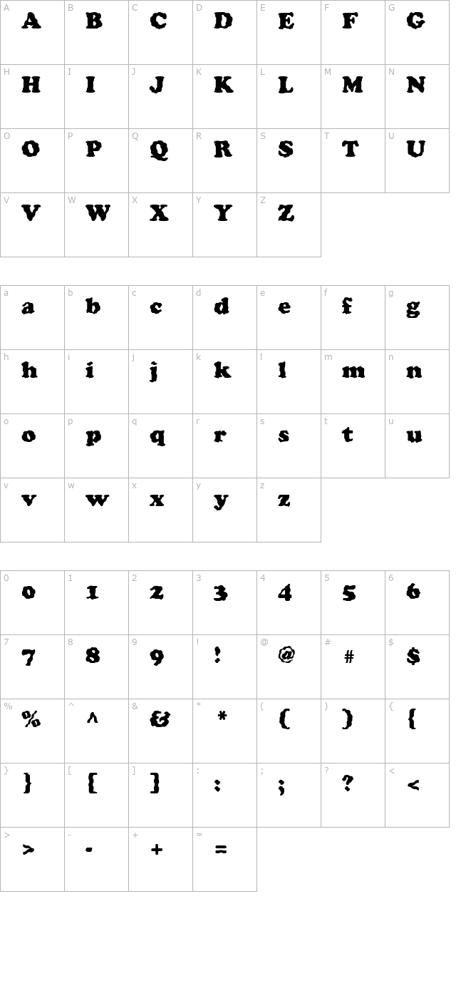 FZ ROMAN 4 WAVEY character map